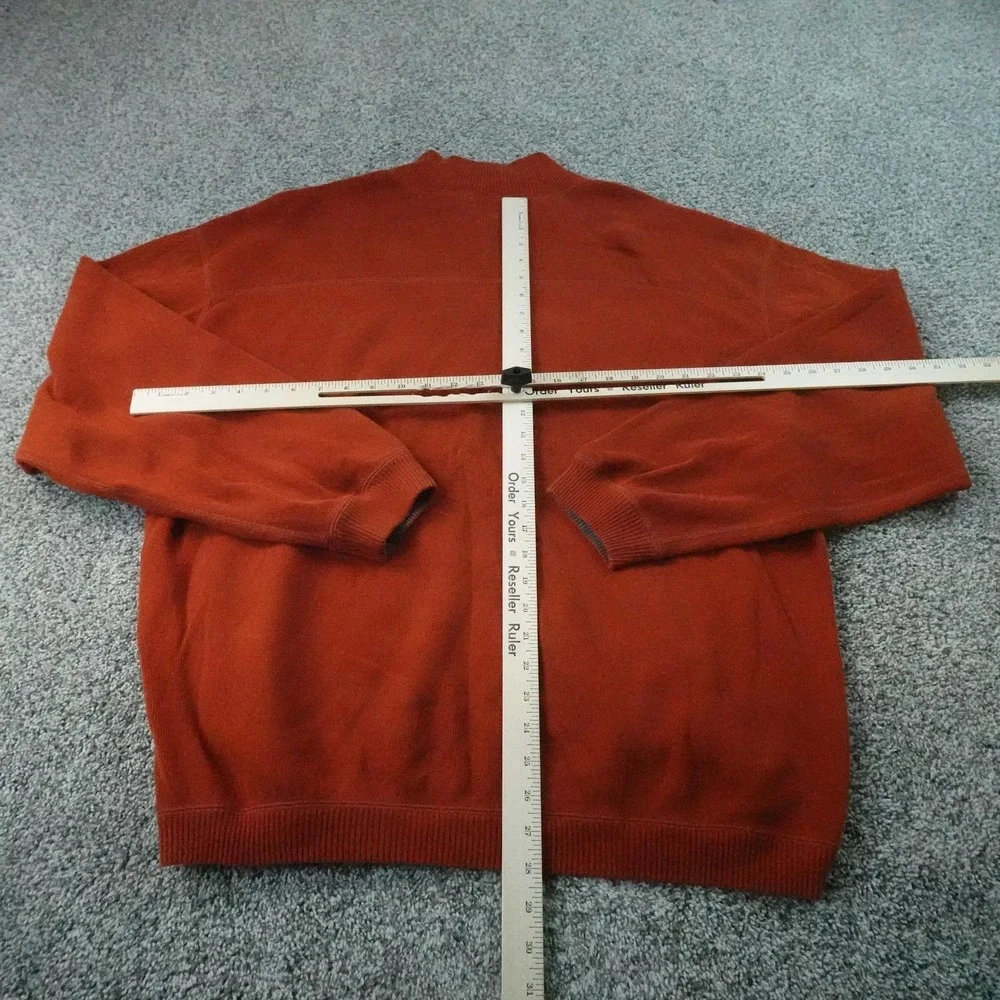 Tommy Bahama Sweater Mens XL Orange 1/4 Zip Mock Neck Knit Pullover Sweatshirt